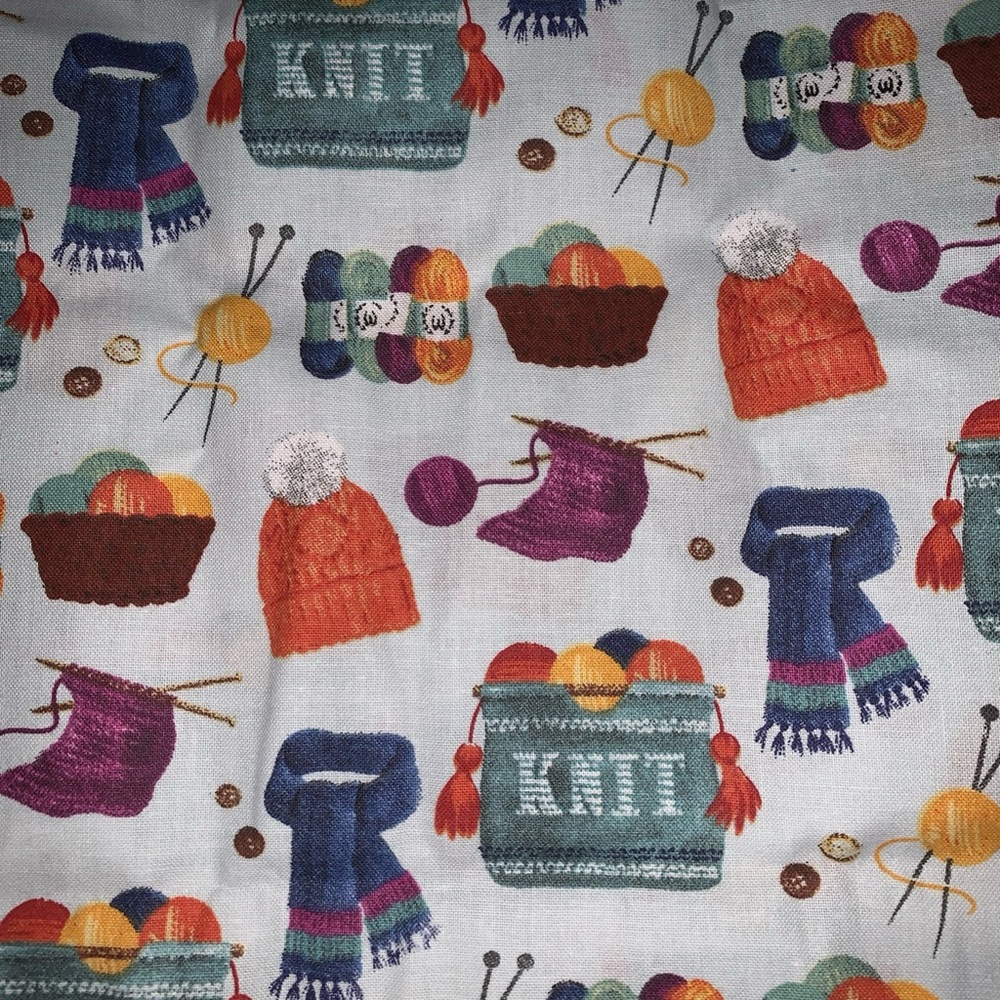 Colorful Yarn  Knit  Scarf Hat Cotton Fabric Print  27in By 44in Joann Brand